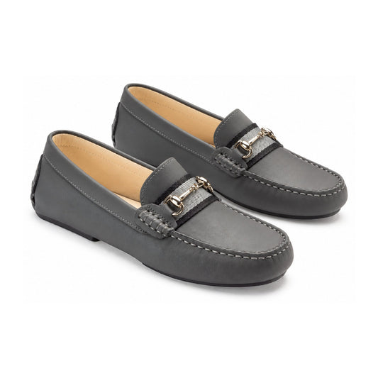 Gray Sahara Leather Soft Loafer for Girl by London Kids