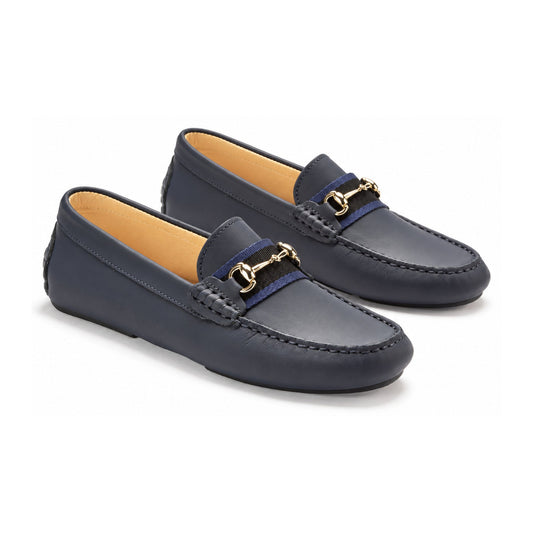 Navy Sahara Leather Soft Loafer for Girl by London Kids