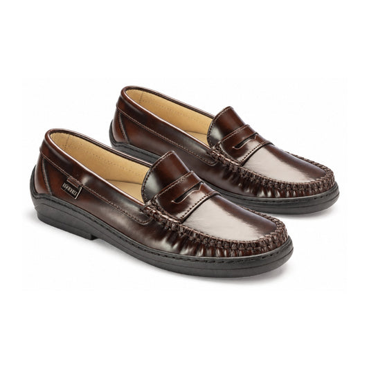 Brown Polished Leather Soft Loafer for Girl by London Kids