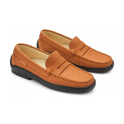 Tan Sahara Leather Soft Loafer for Girl by London Kids