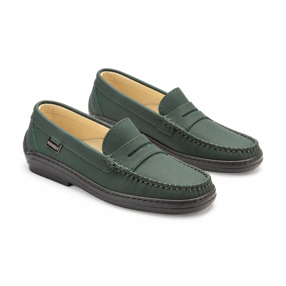 Green Sahara Leather Soft Loafer for Girl by London Kids