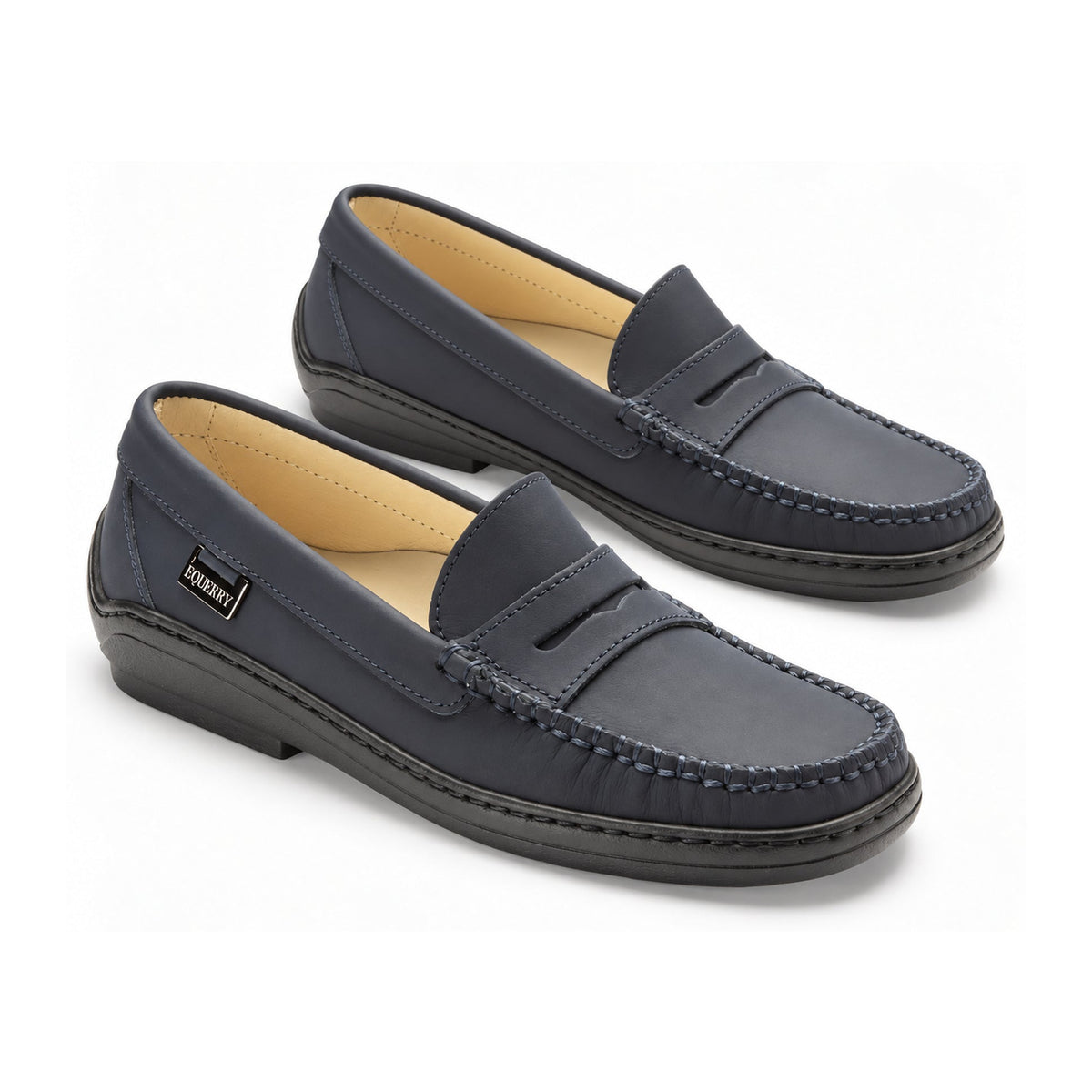 Navy Sahara Leather Soft Loafer for Girl by London Kids