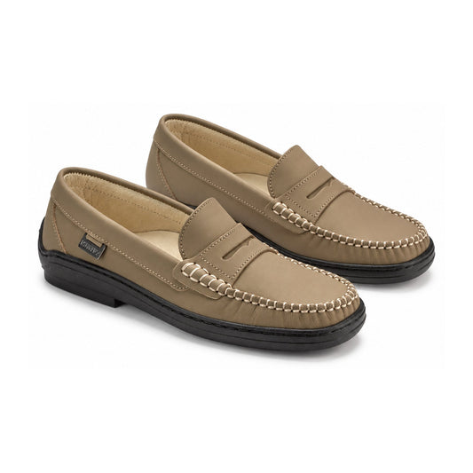 Taupe Sahara Leather Soft Loafer for Girl by London Kids