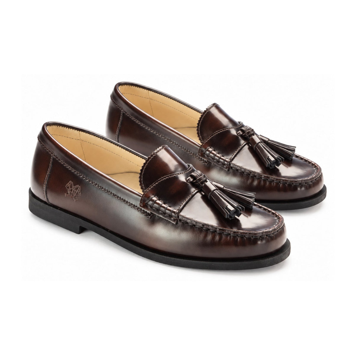 Brown Polished Leather Hard Loafer for Girl by London Kids