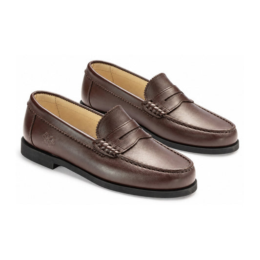 Brown Leather Girls School Loafer