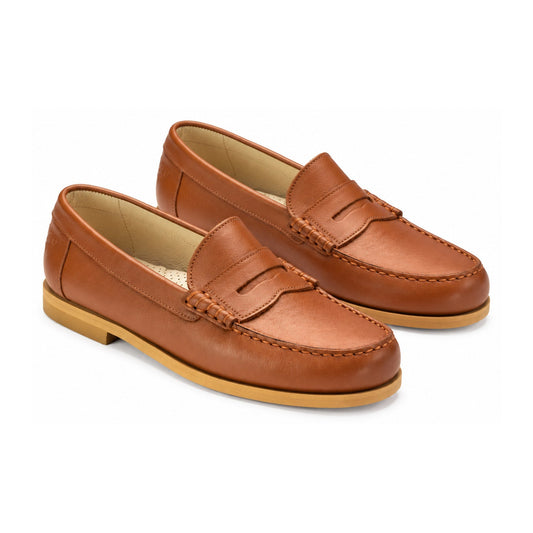 Light Brown Leather Girls School Loafer