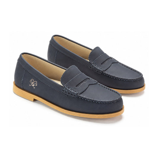 Navy Sahara Girls School Loafer