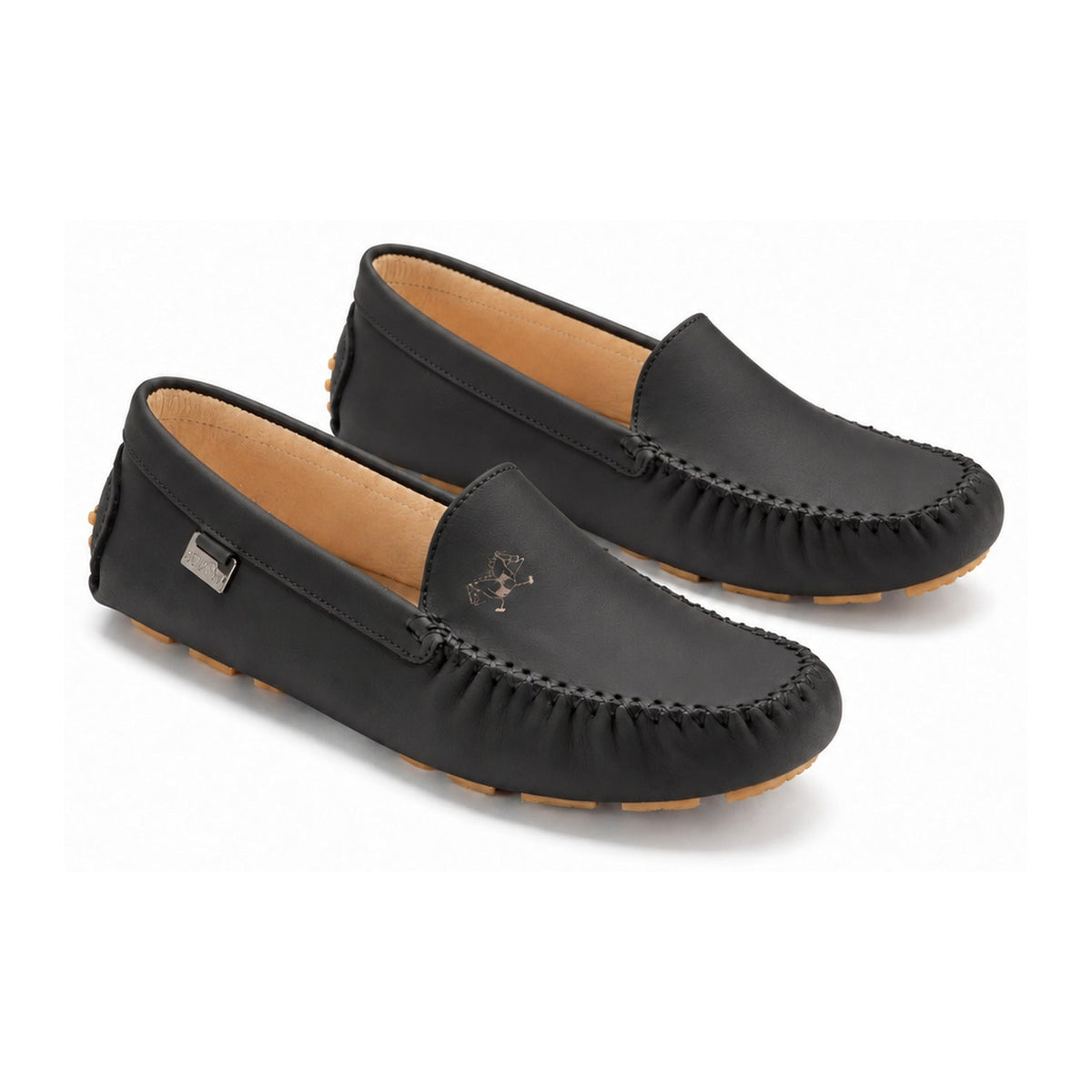 Black Sahara Girls Loafer with Beige Sole