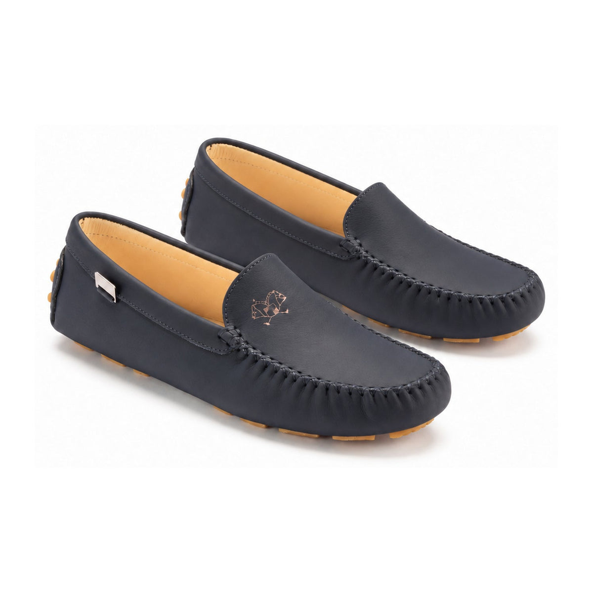 Navy Sahara Girls Loafer with Beige Sole