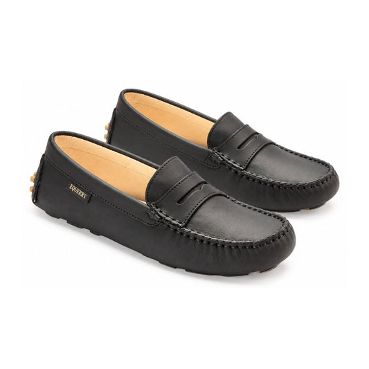 Black Sahara Girls Mocassin Loafer with Beige Sole