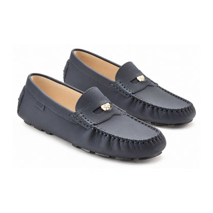 Navy Sahara Girls Mocassin Penny Coin