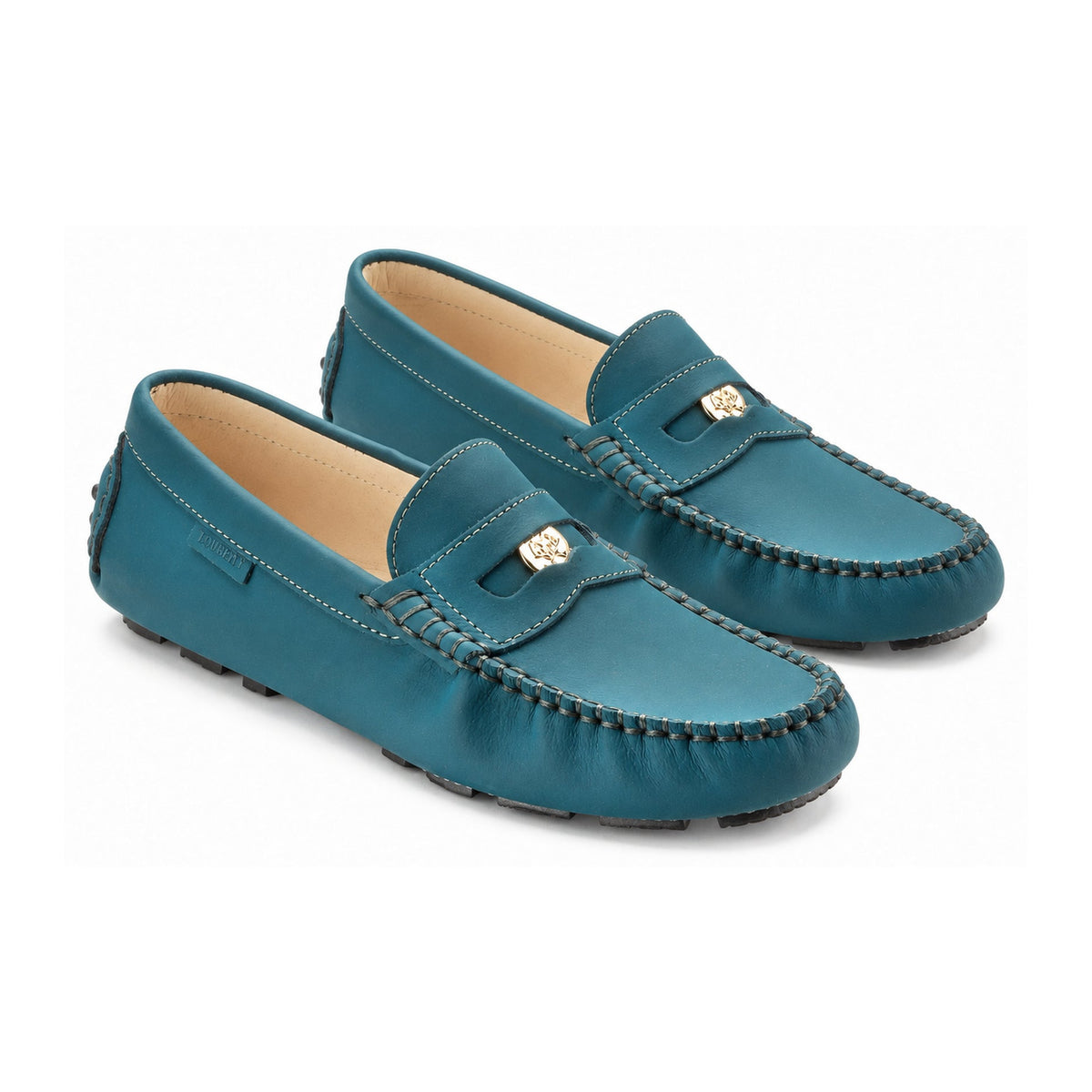 Petrol Blue Sahara Girls Mocassin Penny Coin