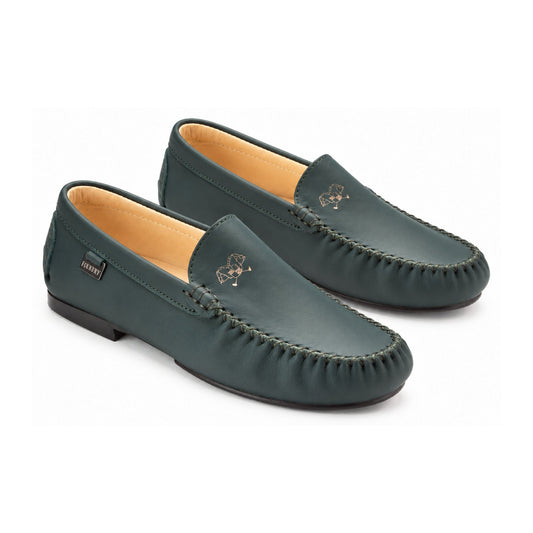Green Sahara Leather Soft Loafer for Girl/Teen/Women by London Kids