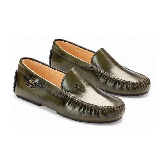 Green Polished Leather Soft Loafer for Girl/Teen/Women by London Kids
