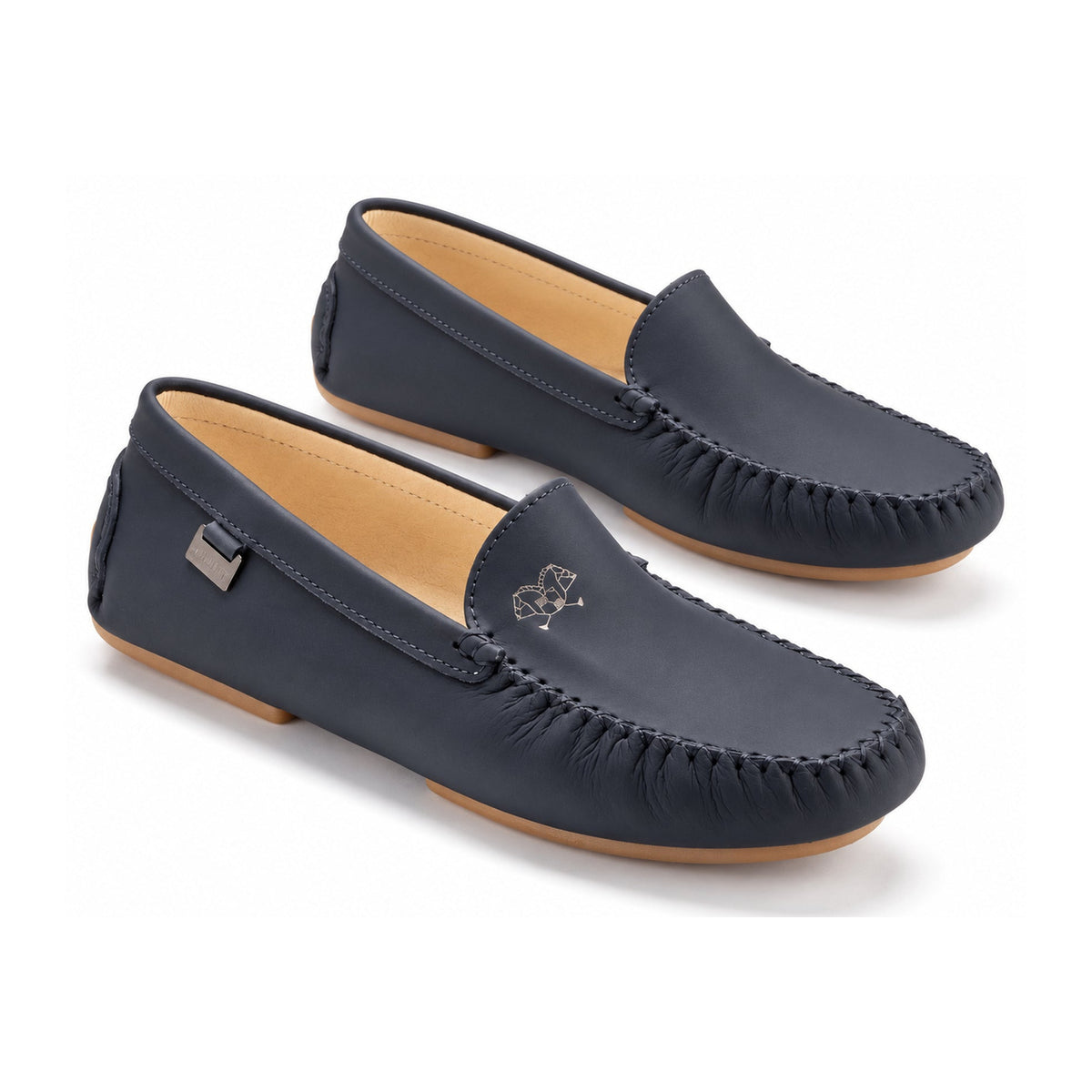 Navy with Beige Sole Sahara Leather Soft Loafer for Girl/Teen/Women by London Kids