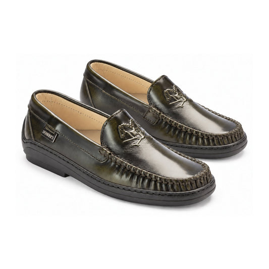 Green Polished Leather Soft Loafer for Girl by London Kids