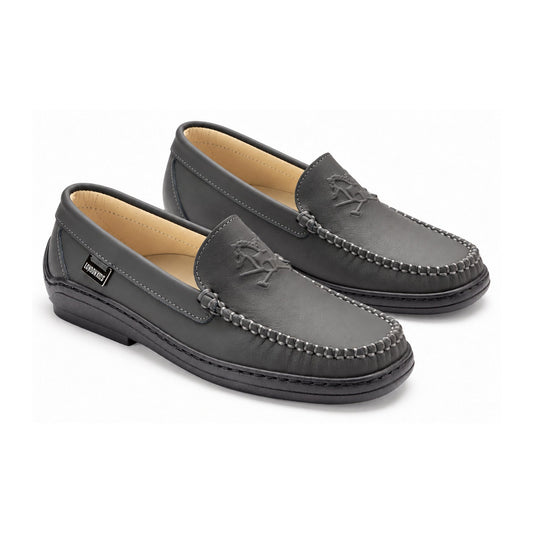 Gray Sahara Leather Soft Loafer for Girl by London Kids
