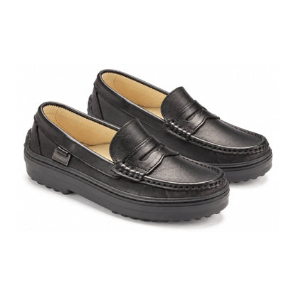 Black Soft Leather Soft Loafer for Girl by London Kids