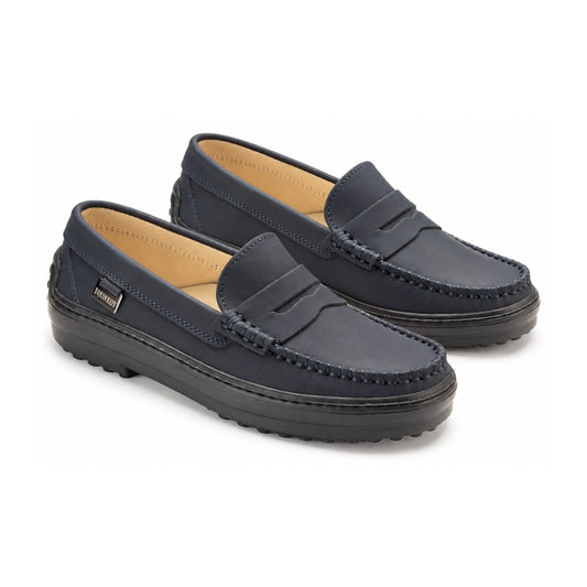 Navy Sahara Leather Soft Loafer for Girl by London Kids
