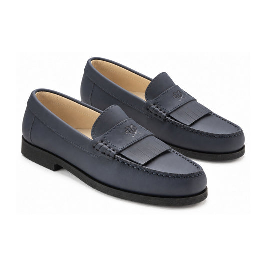 Navy Sahara Girls Loafer Tassle