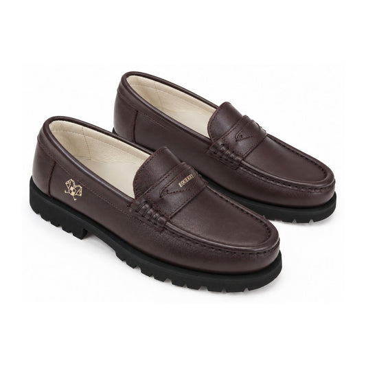 Bordo Leather Girls Loafer High Sole
