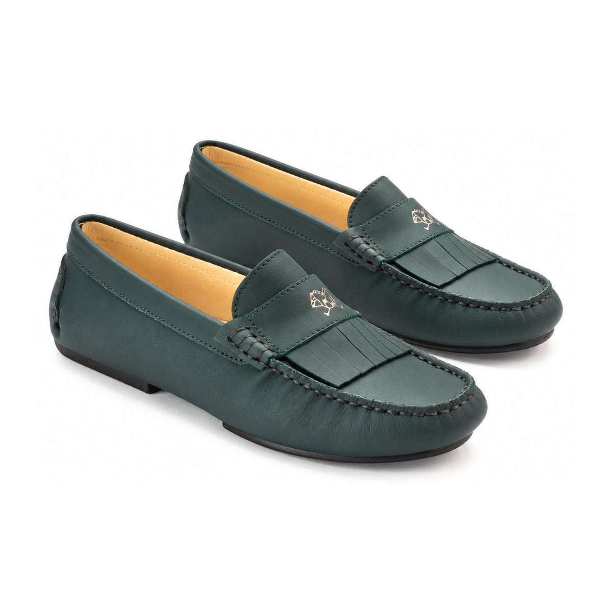 Green Sahara Girl's Mocassin Fringe Style Loafer