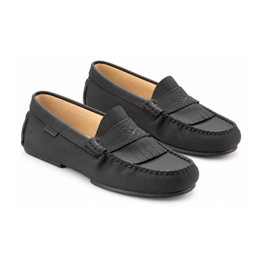 Black Sahara Mocassin Fringe Style Shoes for Girls