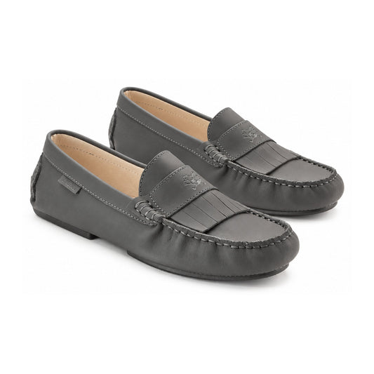 Gray Sahara Girl Mocassin Fringe Style Loafer