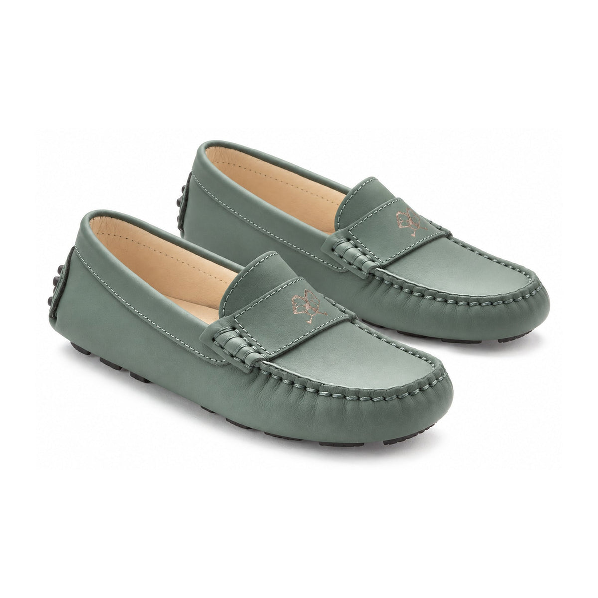 Girls Green Olive Sahara Moccasin