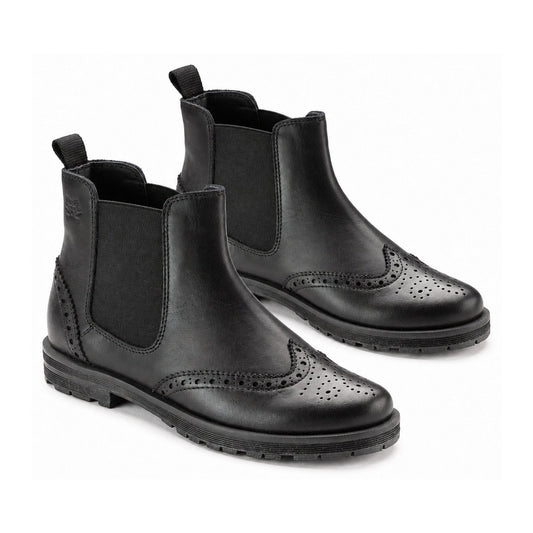 Black Leather Girls Bootee