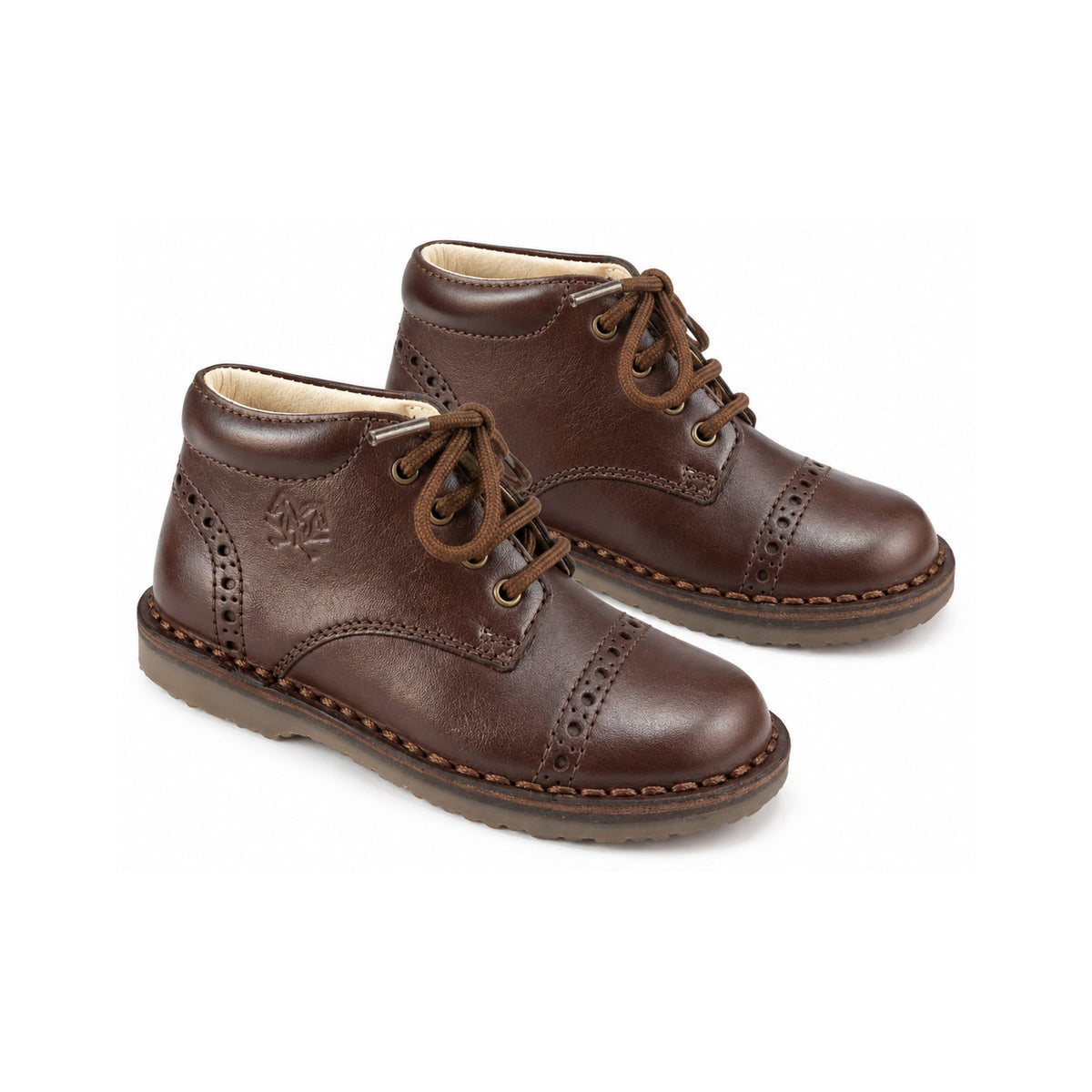 Brown Soft Leather Lace for Toddler/Boy/Girl by London Kids