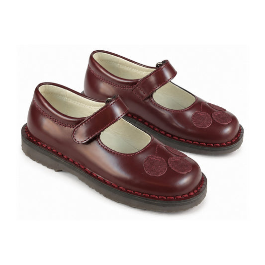 Bordo Polished Leather Velcro for Girl by London Kids