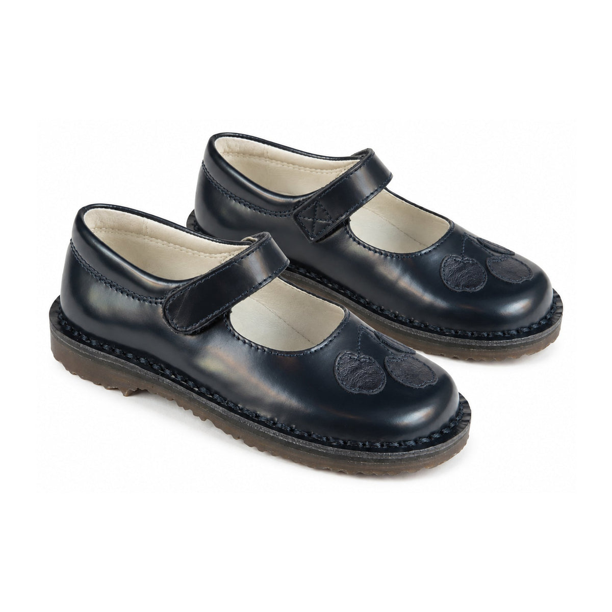 Navy Polished Leather Velcro for Girl by London Kids