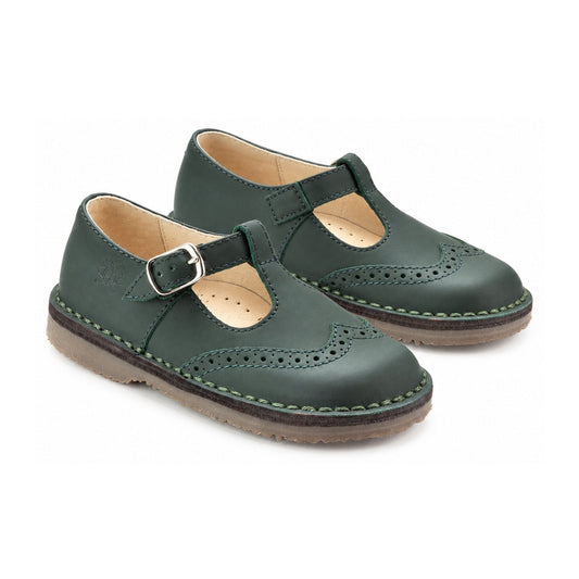 Green Sahara Boys T Strap Wingtip