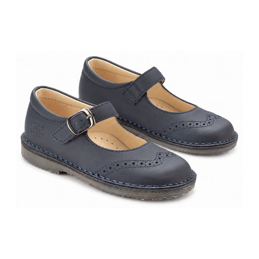 Navy Sahara Girls Strap Shoe