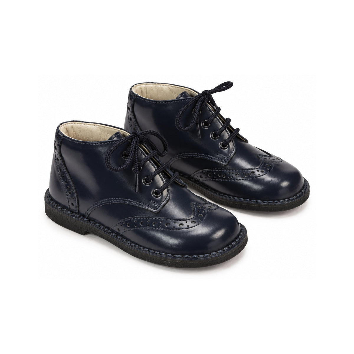 Navy Polished Leather Lace for Toddler/Boy by London Kids