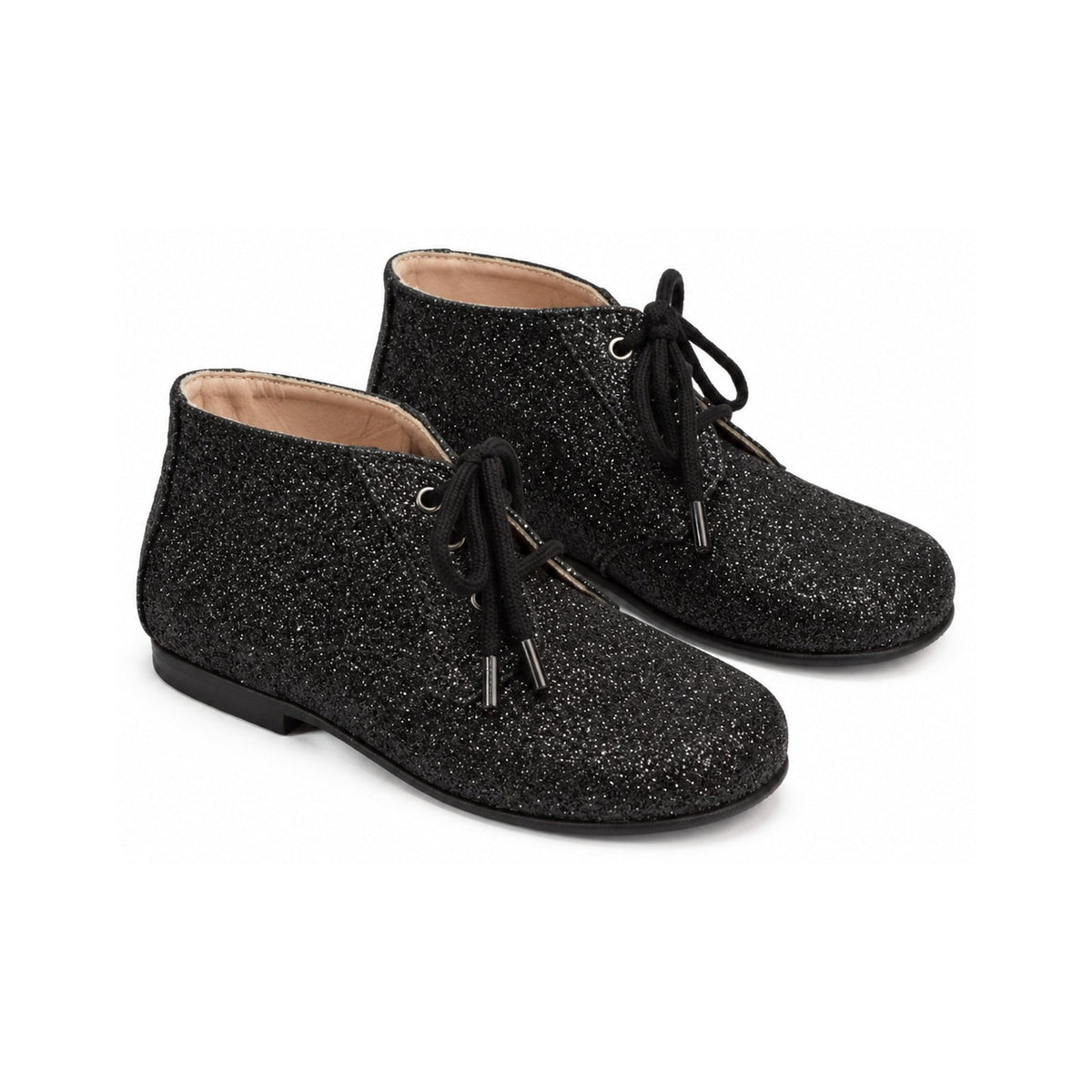 Black Glitter Lace-Up Shoes for Toddlers & Girls by London Kids