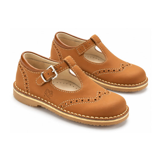 Tan Sahara Children's T-Strap Shoes