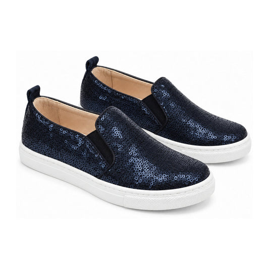 Navy Soft Leather Sneaker for Girl by London Kids