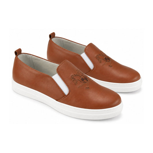 Tan Soft Leather Sneaker for Girl by London Kids