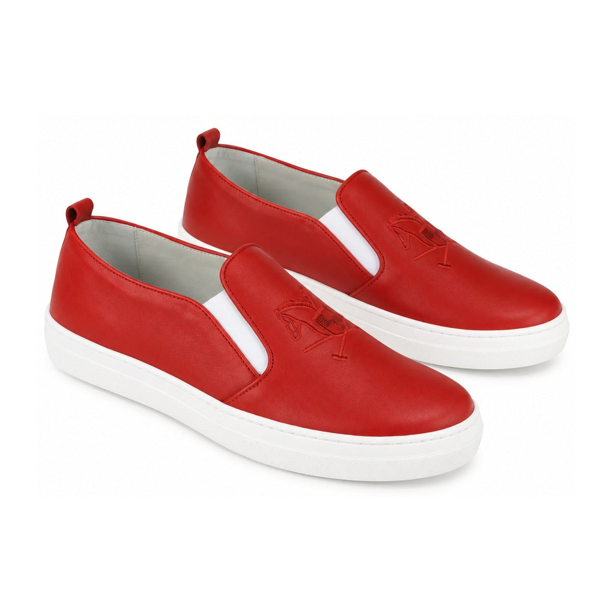 Red Soft Leather Sneaker for Girl by London Kids
