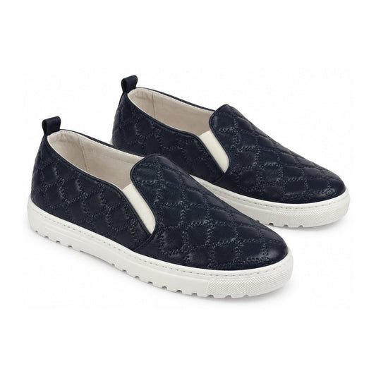 Navy Soft Leather Sneaker for Girl by London Kids