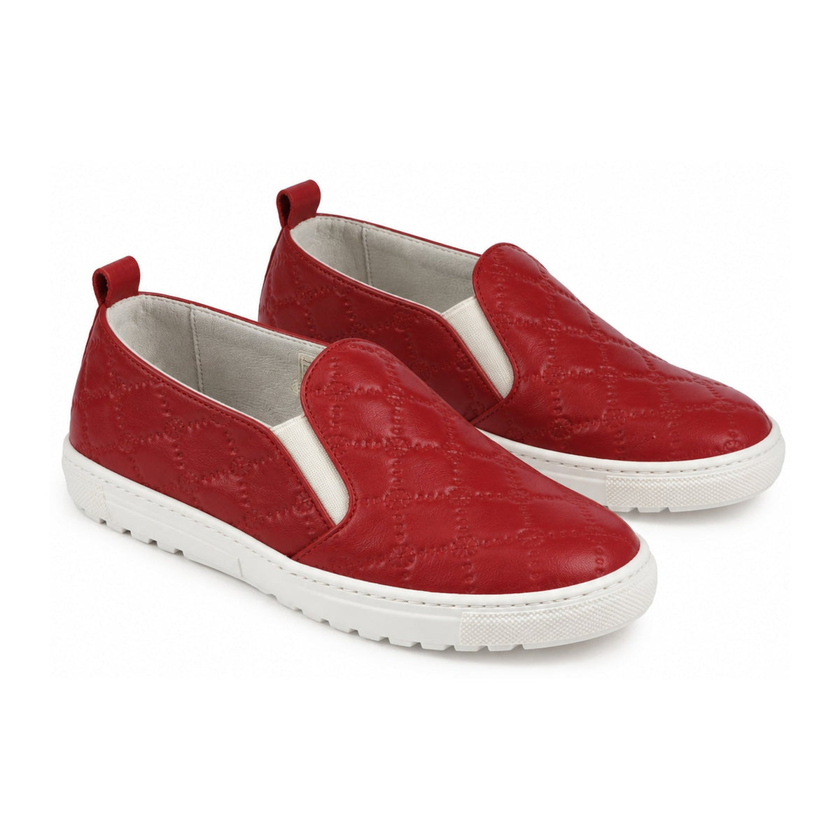 Red Soft Leather Sneaker for Girl by London Kids