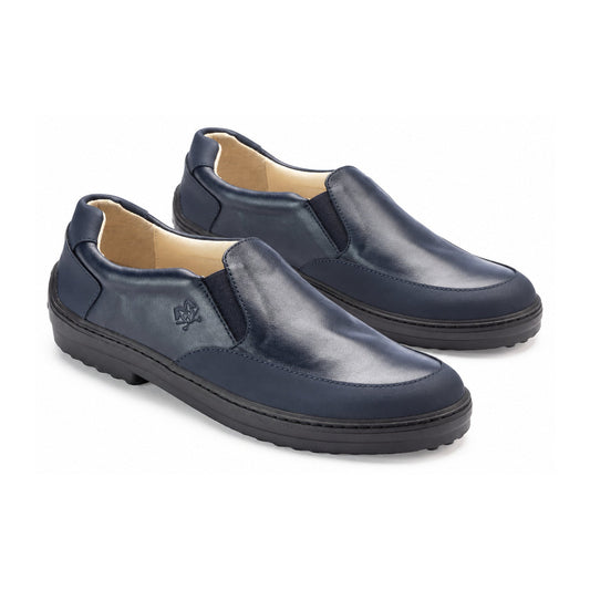 Navy Soft Leather Slip On for Boy by London Kids