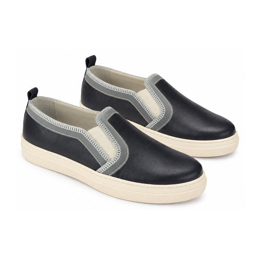 Navy Soft Leather Sneaker for Girl by London Kids