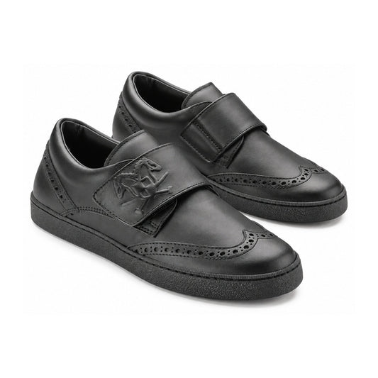 Stylish Black Leather Boys Sneaker from Italy