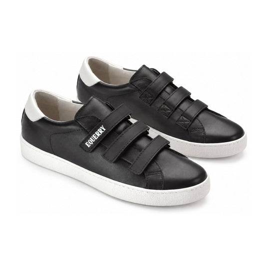 Black Leather Velcro Summer Sneaker