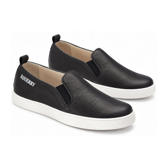 Stylish Black Leather Slip On Sneaker for Boys and Girls