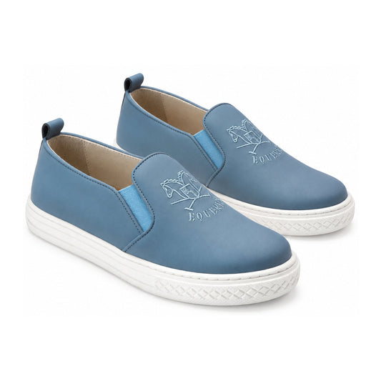 Blue Sahara Leather Sneaker for Girl by London Kids