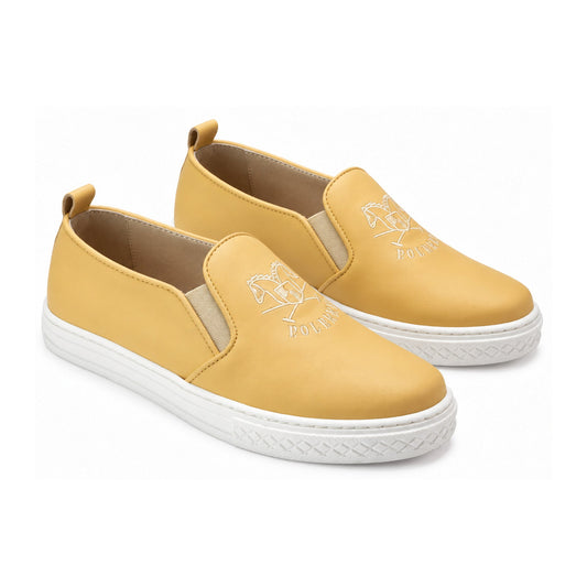 Yellow Sahara Leather Sneaker for Girl by London Kids